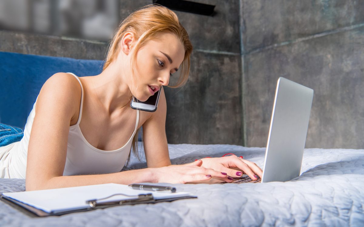 Woman using laptop